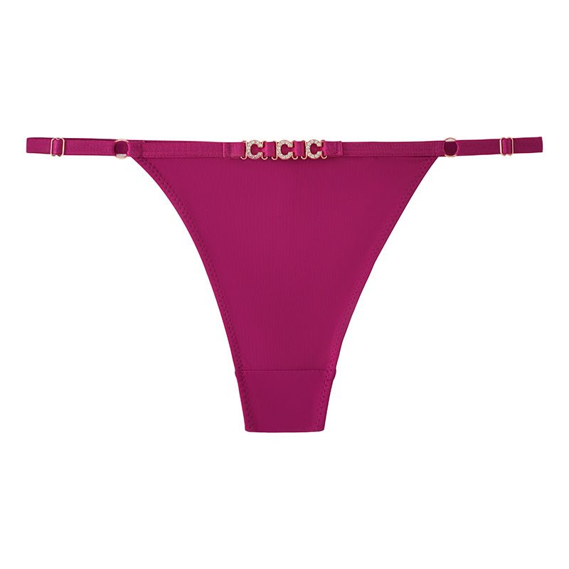 (image for) Women Low Rise Metal Ring Decor Thong Panties 100% Cotton Crotch Breathable Butt Lifting Seamless Sexy Everyday Intimates