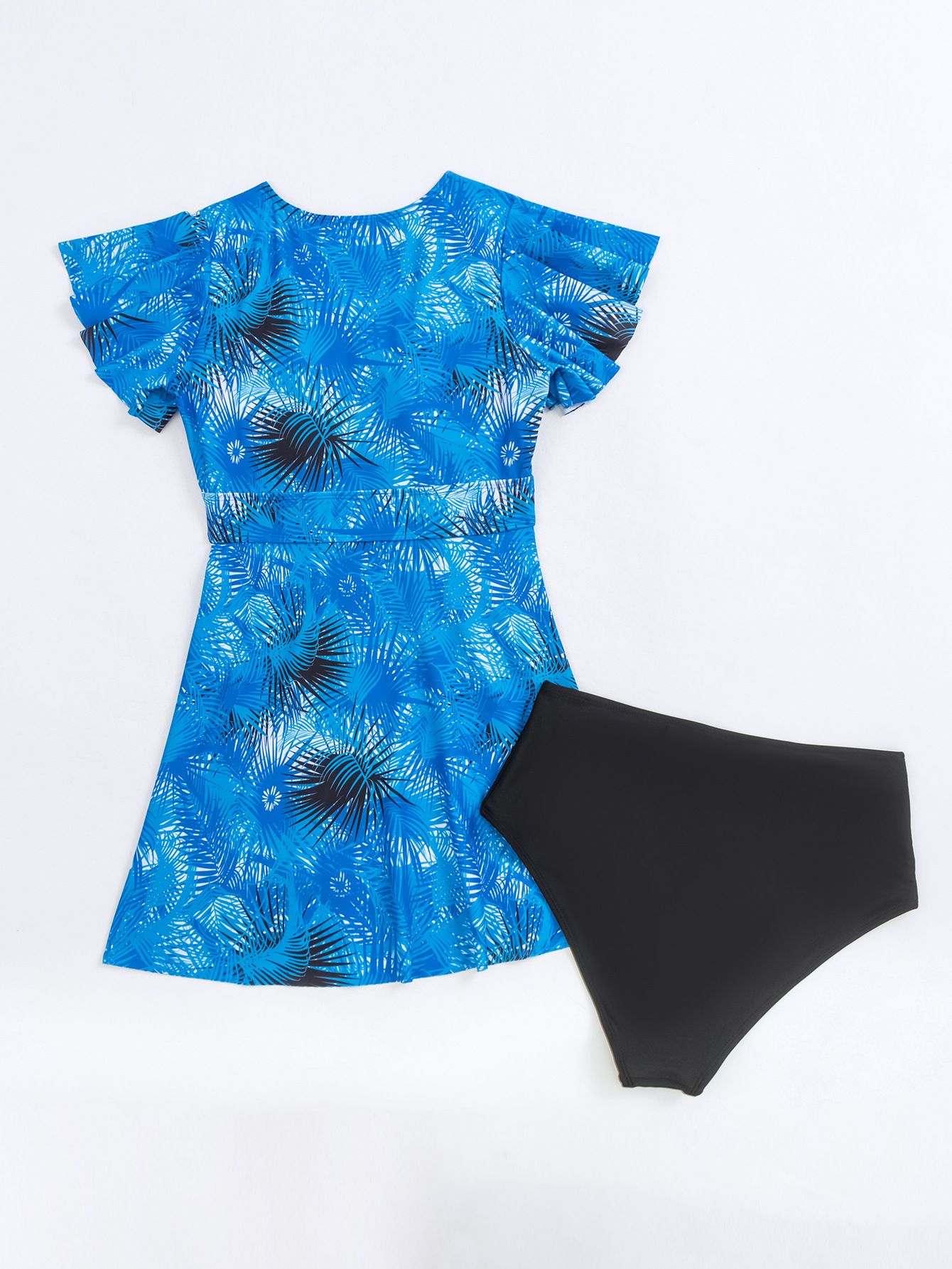 (image for) Women Floral Print One‑Piece Skirted Swimsuit, Conservative Tankini Swim Dress