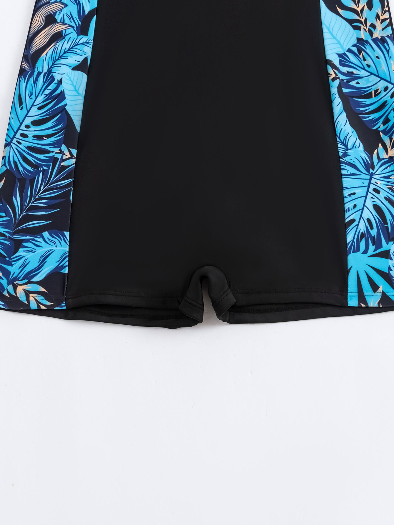 (image for) New Women Sleeveless Printed Color Block Conservative Boy‑Leg One‑Piece Swimsuit Surf Suit