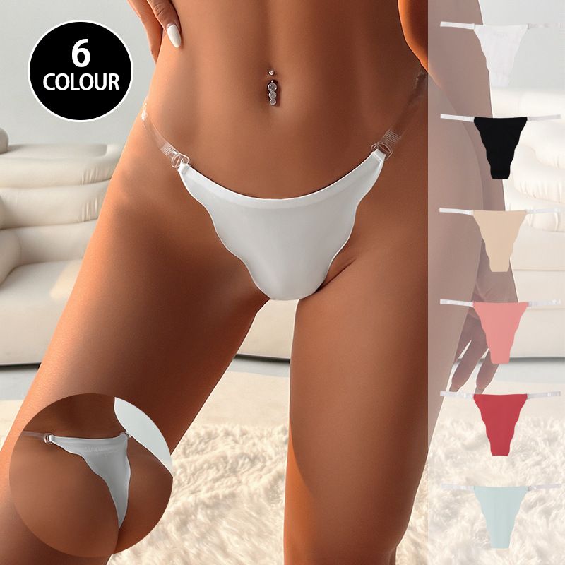 Women Low Rise Clear Strap Ice Silk Seamless Triangle Briefs Sexy No-Show Quick Dry Breathable Butt Lifting Sport Everyday Underwear (image for) Women Low Rise Clear Strap Ice Silk Seamless Triangle Briefs Sexy No-Show Quick Dry Breathable Butt Lifting Sport Everyday Underwear