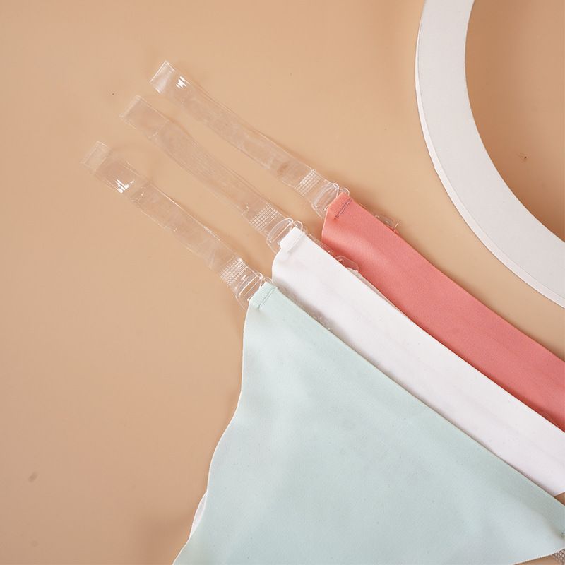 (image for) Women Low Rise Clear Strap Ice Silk Seamless Triangle Briefs Sexy No-Show Quick Dry Breathable Butt Lifting Sport Everyday Underwear