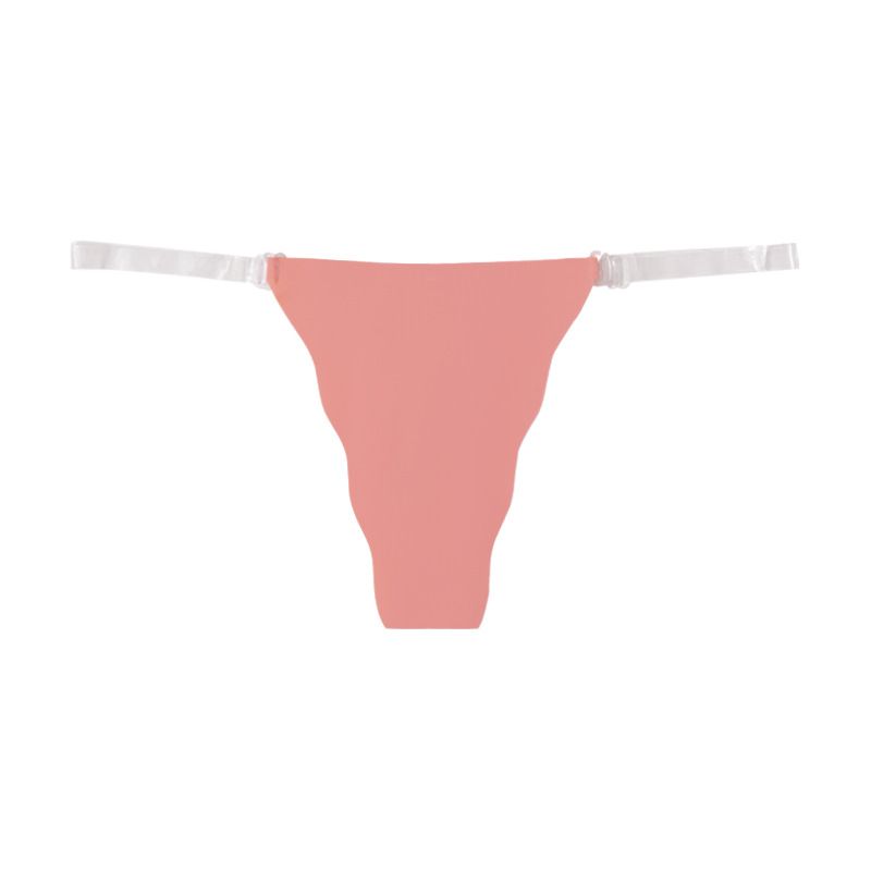 (image for) Women Low Rise Clear Strap Ice Silk Seamless Triangle Briefs Sexy No-Show Quick Dry Breathable Butt Lifting Sport Everyday Underwear
