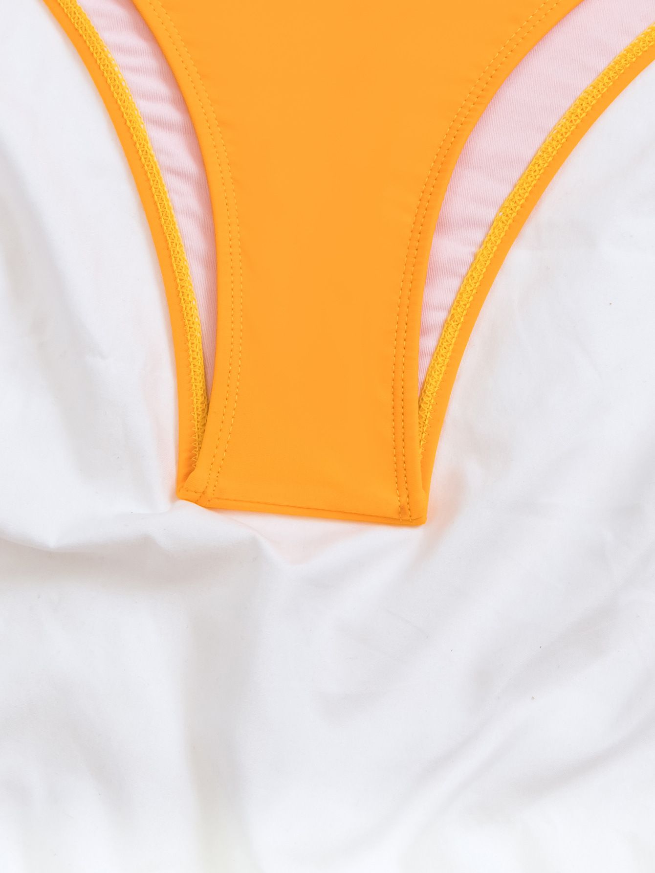 (image for) Solid Bandeau O‑Ring Two‑Piece Bikini Set Cutout Ring Detail High‑Cut Bottom Women Swimsuit