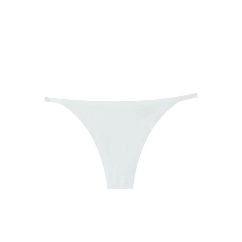 (image for) Women Low Rise Metal Ring Strap One-Piece Ice Silk Thong Panties 100% Cotton Crotch Seamless Quick Dry Breathable Sexy No-Show Everyday Intimates