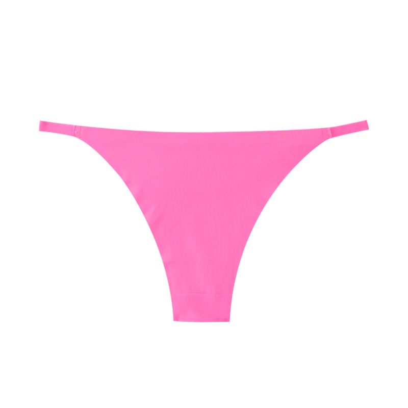 (image for) Women Low Rise Metal Ring Strap One-Piece Ice Silk Thong Panties 100% Cotton Crotch Seamless Quick Dry Breathable Sexy No-Show Everyday Intimates
