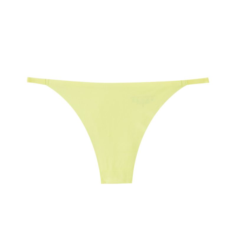 (image for) Women Low Rise Metal Ring Strap One-Piece Ice Silk Thong Panties 100% Cotton Crotch Seamless Quick Dry Breathable Sexy No-Show Everyday Intimates