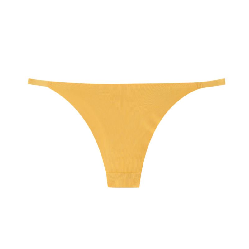 (image for) Women Low Rise Metal Ring Strap One-Piece Ice Silk Thong Panties 100% Cotton Crotch Seamless Quick Dry Breathable Sexy No-Show Everyday Intimates