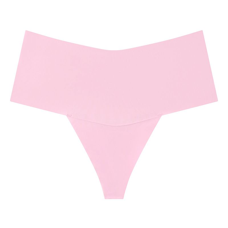 (image for) Women High Waist Seamless Ice Silk Thong Panties No-Show Breathable Tummy Fit Smooth Cotton Crotch Everyday Sport Intimates