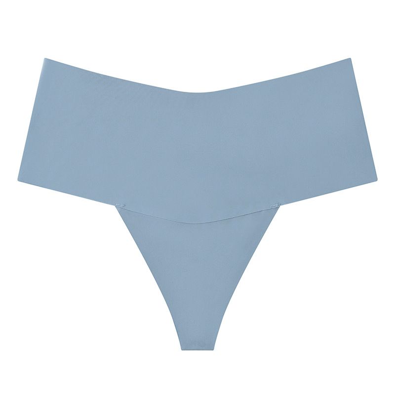 (image for) Women High Waist Seamless Ice Silk Thong Panties No-Show Breathable Tummy Fit Smooth Cotton Crotch Everyday Sport Intimates