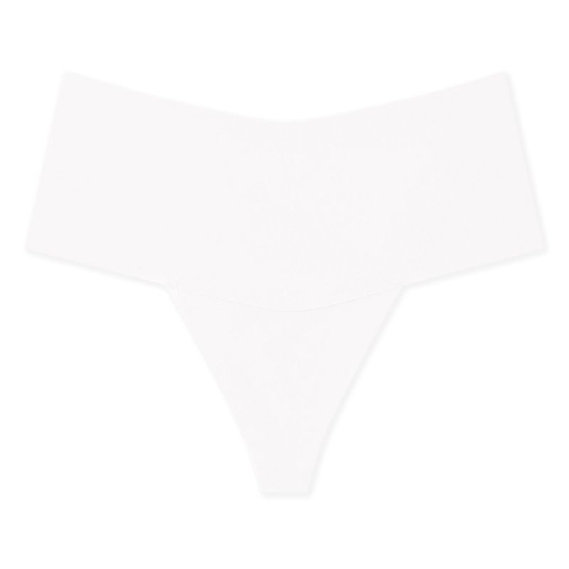 (image for) Women High Waist Seamless Ice Silk Thong Panties No-Show Breathable Tummy Fit Smooth Cotton Crotch Everyday Sport Intimates