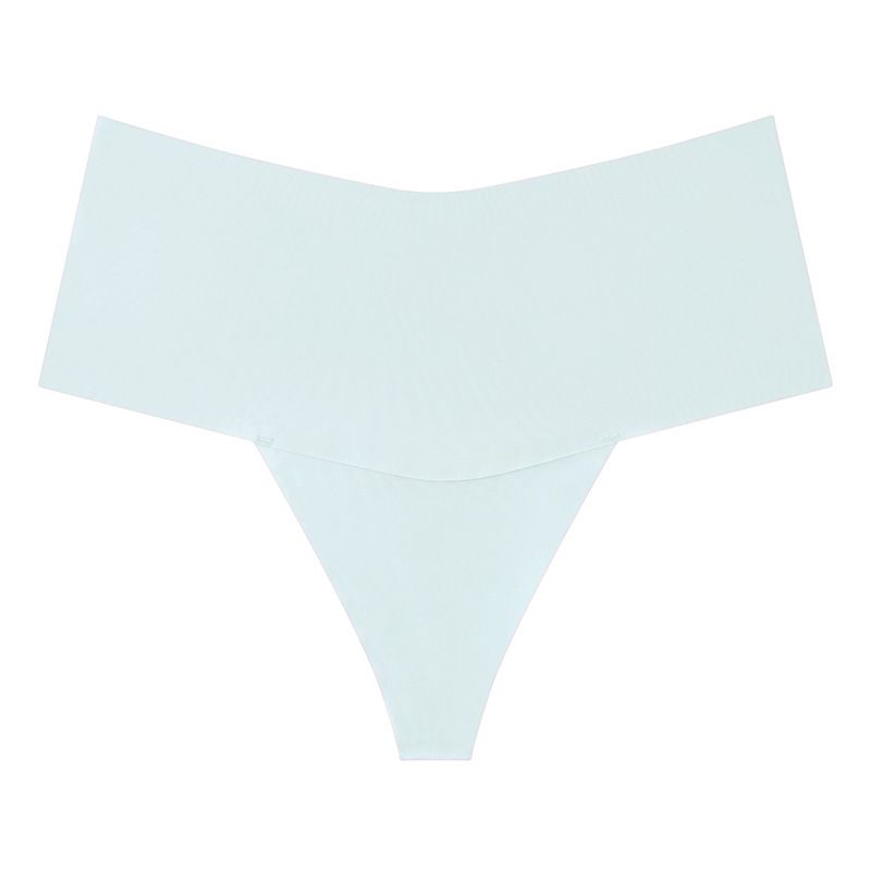 (image for) Women High Waist Seamless Ice Silk Thong Panties No-Show Breathable Tummy Fit Smooth Cotton Crotch Everyday Sport Intimates