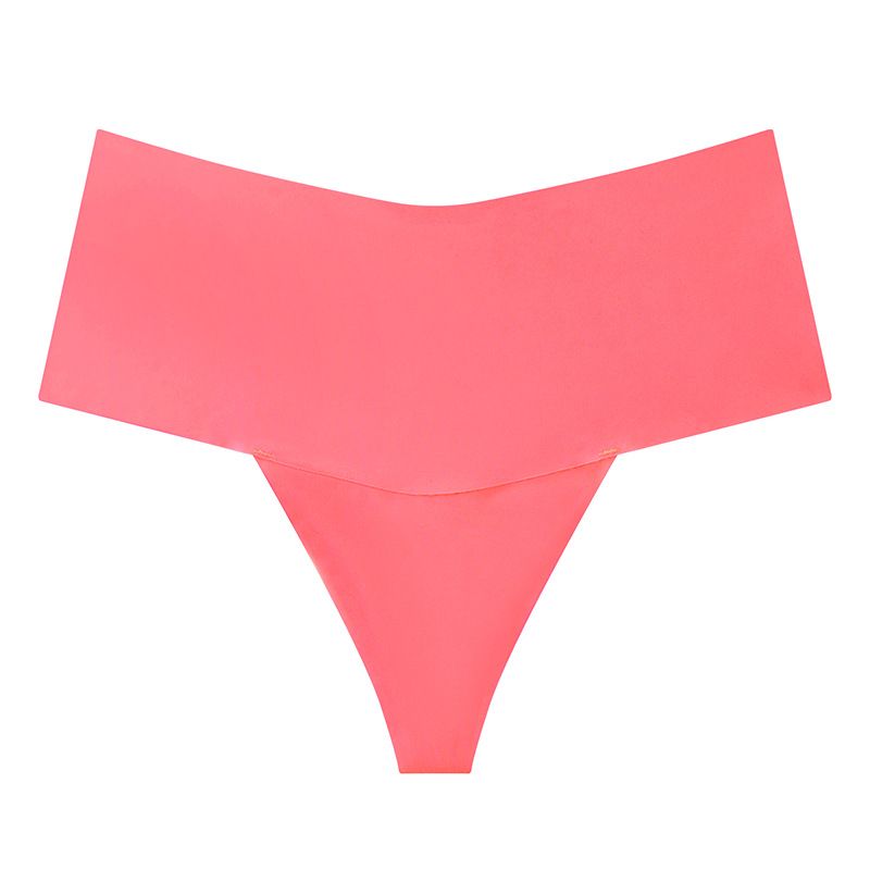 (image for) Women High Waist Seamless Ice Silk Thong Panties No-Show Breathable Tummy Fit Smooth Cotton Crotch Everyday Sport Intimates