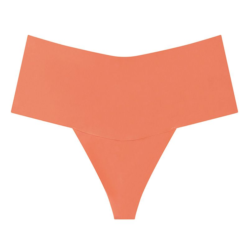 (image for) Women High Waist Seamless Ice Silk Thong Panties No-Show Breathable Tummy Fit Smooth Cotton Crotch Everyday Sport Intimates