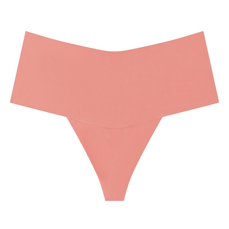 (image for) Women High Waist Seamless Ice Silk Thong Panties No-Show Breathable Tummy Fit Smooth Cotton Crotch Everyday Sport Intimates