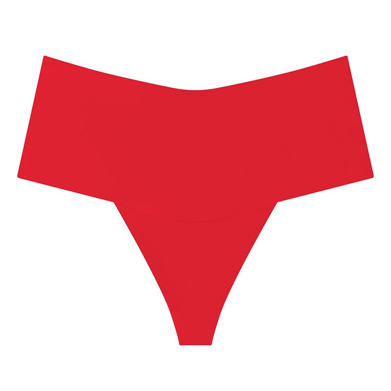 (image for) Women High Waist Seamless Ice Silk Thong Panties No-Show Breathable Tummy Fit Smooth Cotton Crotch Everyday Sport Intimates