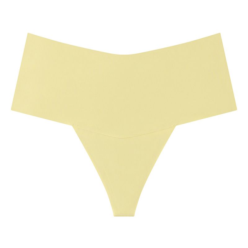 (image for) Women High Waist Seamless Ice Silk Thong Panties No-Show Breathable Tummy Fit Smooth Cotton Crotch Everyday Sport Intimates