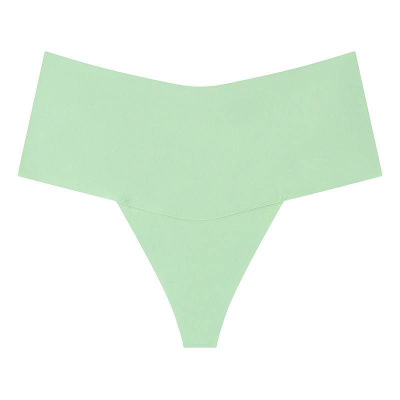 (image for) Women High Waist Seamless Ice Silk Thong Panties No-Show Breathable Tummy Fit Smooth Cotton Crotch Everyday Sport Intimates