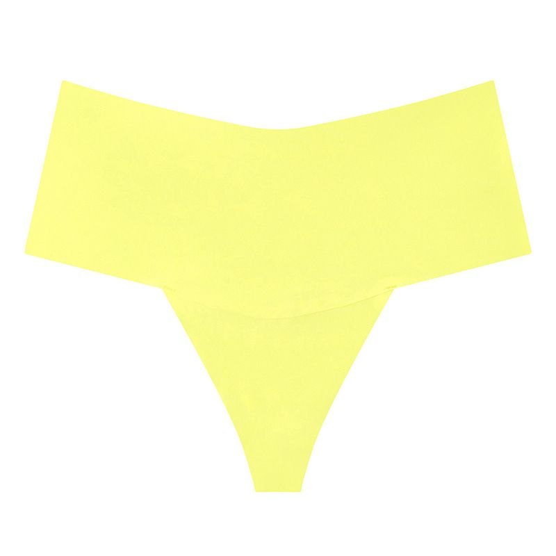 (image for) Women High Waist Seamless Ice Silk Thong Panties No-Show Breathable Tummy Fit Smooth Cotton Crotch Everyday Sport Intimates