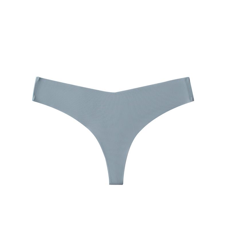 (image for) Women Low Rise One-Piece Seamless Ice Silk Thong Panties Cotton Crotch Breathable No-Show Sexy Sport Everyday Intimates