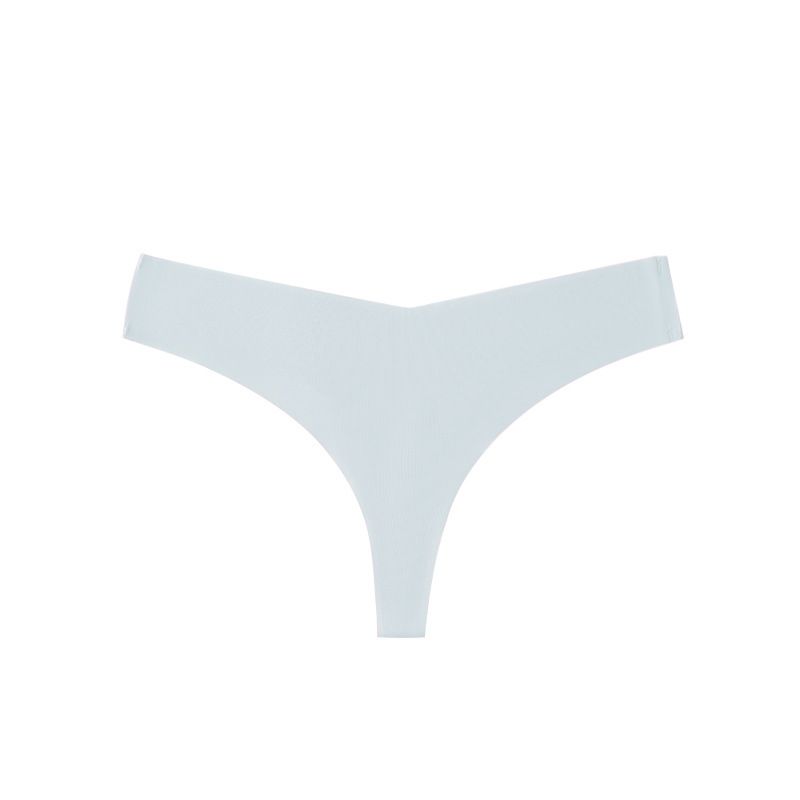 (image for) Women Low Rise One-Piece Seamless Ice Silk Thong Panties Cotton Crotch Breathable No-Show Sexy Sport Everyday Intimates