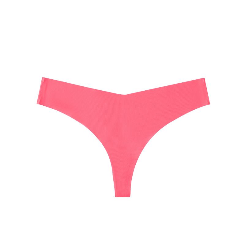 (image for) Women Low Rise One-Piece Seamless Ice Silk Thong Panties Cotton Crotch Breathable No-Show Sexy Sport Everyday Intimates
