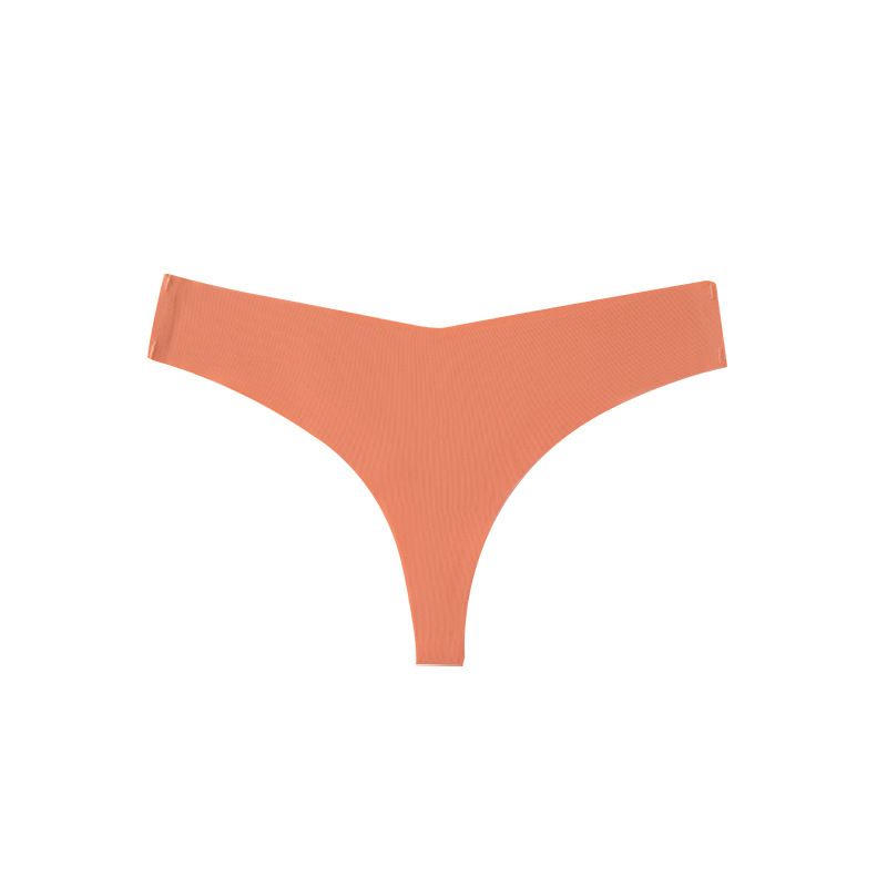 (image for) Women Low Rise One-Piece Seamless Ice Silk Thong Panties Cotton Crotch Breathable No-Show Sexy Sport Everyday Intimates