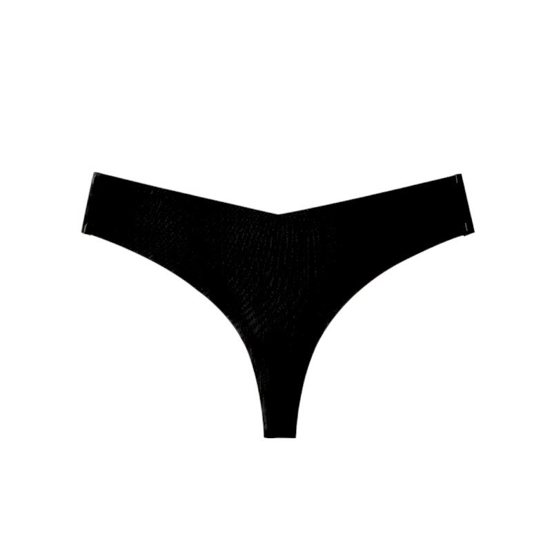 (image for) Women Low Rise One-Piece Seamless Ice Silk Thong Panties Cotton Crotch Breathable No-Show Sexy Sport Everyday Intimates