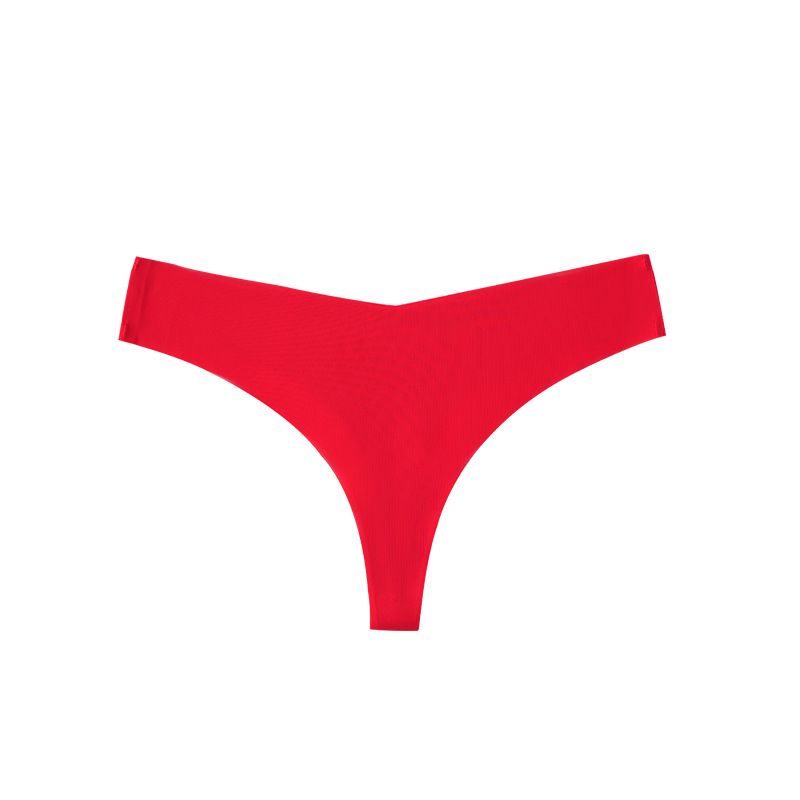(image for) Women Low Rise One-Piece Seamless Ice Silk Thong Panties Cotton Crotch Breathable No-Show Sexy Sport Everyday Intimates