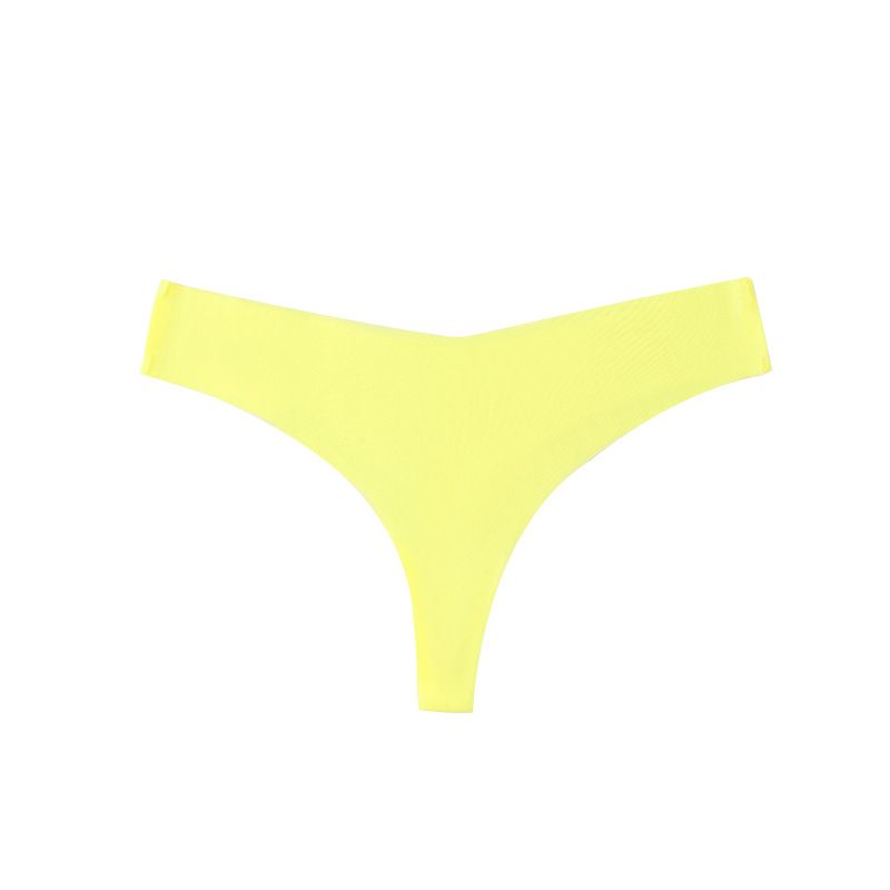(image for) Women Low Rise One-Piece Seamless Ice Silk Thong Panties Cotton Crotch Breathable No-Show Sexy Sport Everyday Intimates
