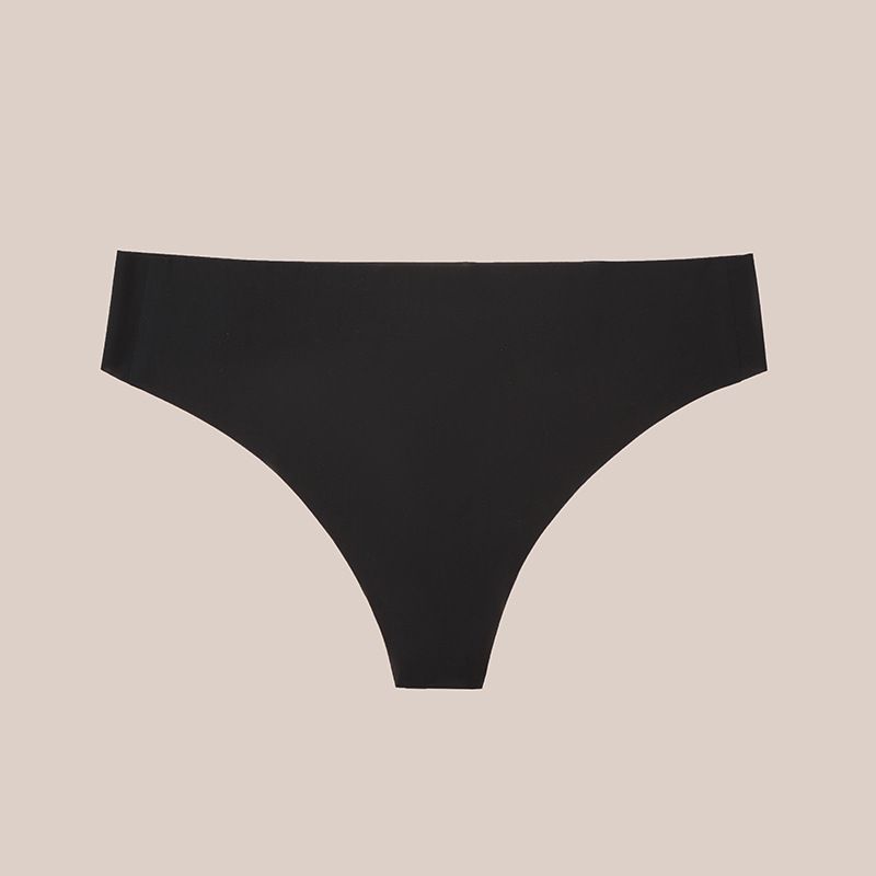 (image for) Women Low Rise One-Piece Seamless Ice Silk Thong Panties Breathable Cotton Crotch Stretchy No-Show Sport Everyday Intimates