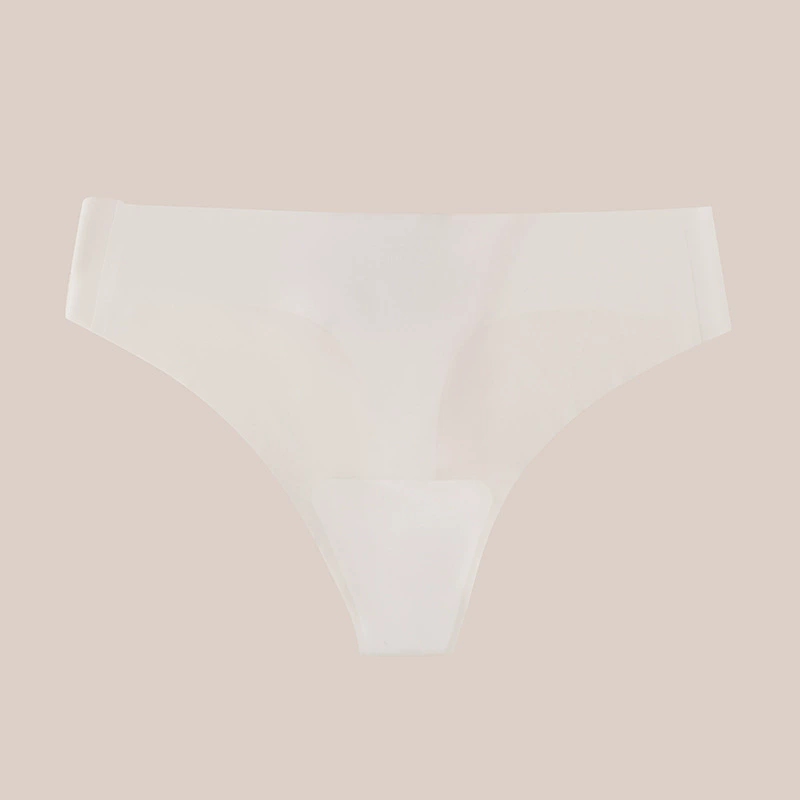 (image for) Women Low Rise One-Piece Seamless Ice Silk Thong Panties Breathable Cotton Crotch Stretchy No-Show Sport Everyday Intimates