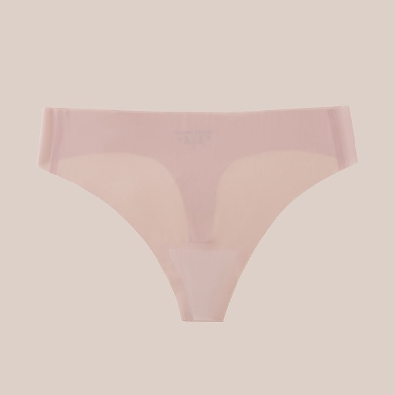 (image for) Women Low Rise One-Piece Seamless Ice Silk Thong Panties Breathable Cotton Crotch Stretchy No-Show Sport Everyday Intimates
