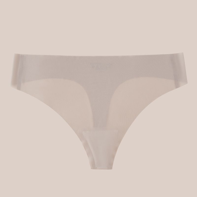 (image for) Women Low Rise One-Piece Seamless Ice Silk Thong Panties Breathable Cotton Crotch Stretchy No-Show Sport Everyday Intimates