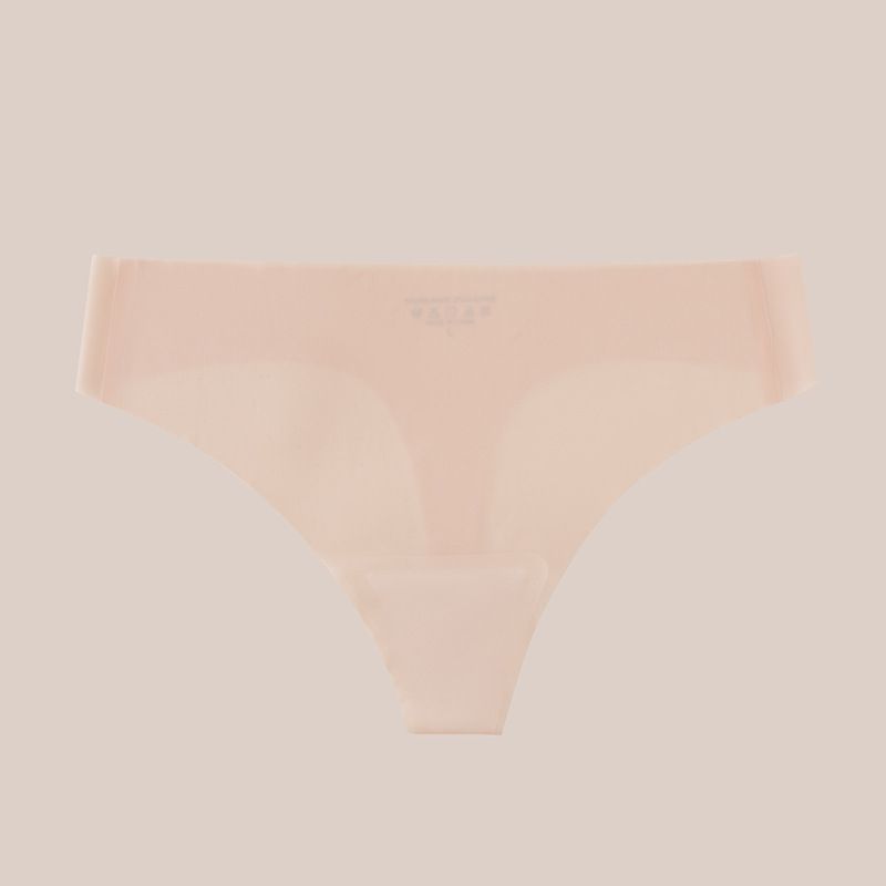 (image for) Women Low Rise One-Piece Seamless Ice Silk Thong Panties Breathable Cotton Crotch Stretchy No-Show Sport Everyday Intimates