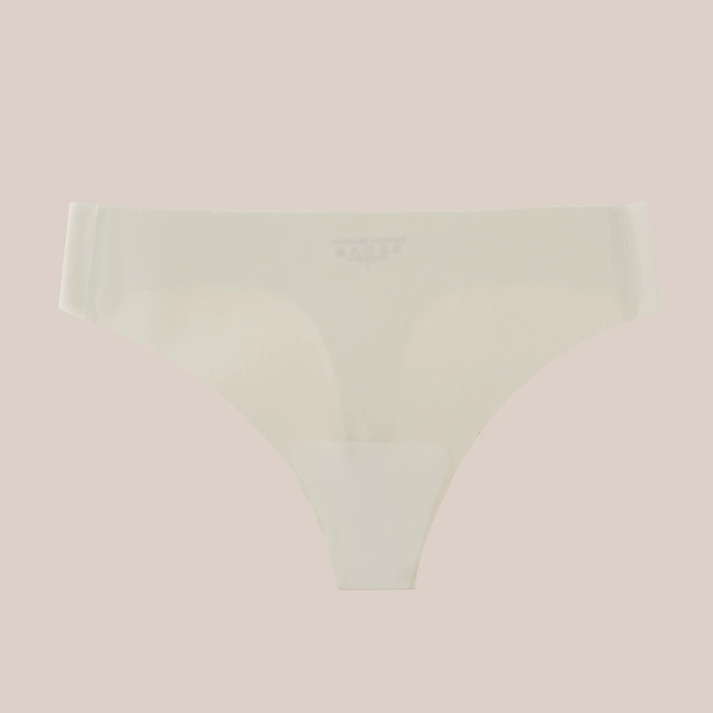 (image for) Women Low Rise One-Piece Seamless Ice Silk Thong Panties Breathable Cotton Crotch Stretchy No-Show Sport Everyday Intimates