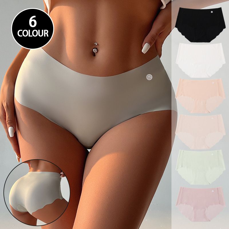 (image for) Women Mid-Rise Ultra-Thin Ice Silk Seamless Triangle Briefs 95%-100% Cotton Antibacterial Crotch Breathable No-Show Butt Lifting Everyday Intimates