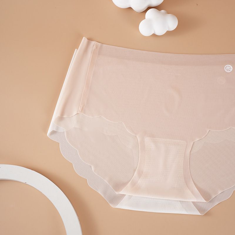 (image for) Women Mid-Rise Ultra-Thin Ice Silk Seamless Triangle Briefs 95%-100% Cotton Antibacterial Crotch Breathable No-Show Butt Lifting Everyday Intimates