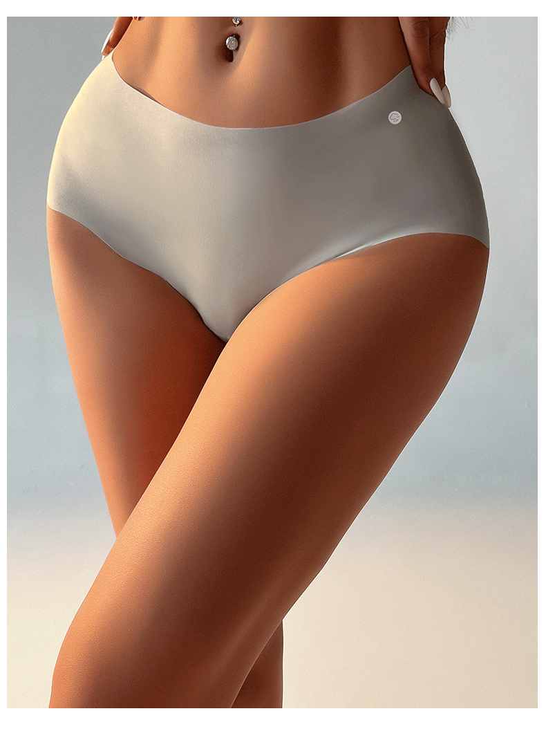 (image for) Women Mid-Rise Ultra-Thin Ice Silk Seamless Triangle Briefs 95%-100% Cotton Antibacterial Crotch Breathable No-Show Butt Lifting Everyday Intimates
