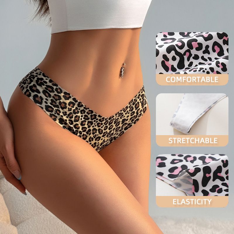 (image for) Women Leopard Zebra Animal Print Low Rise Bikini Brief Panties Anti-Exposure Breathable Nylon Beach Swimwear Bottoms