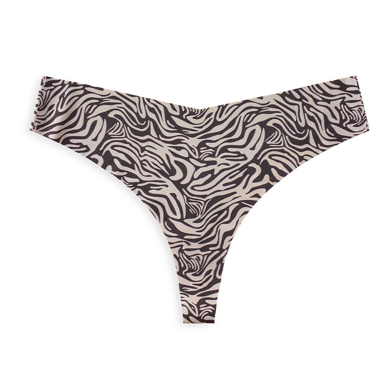 (image for) Women Leopard Zebra Animal Print Low Rise Bikini Brief Panties Anti-Exposure Breathable Nylon Beach Swimwear Bottoms