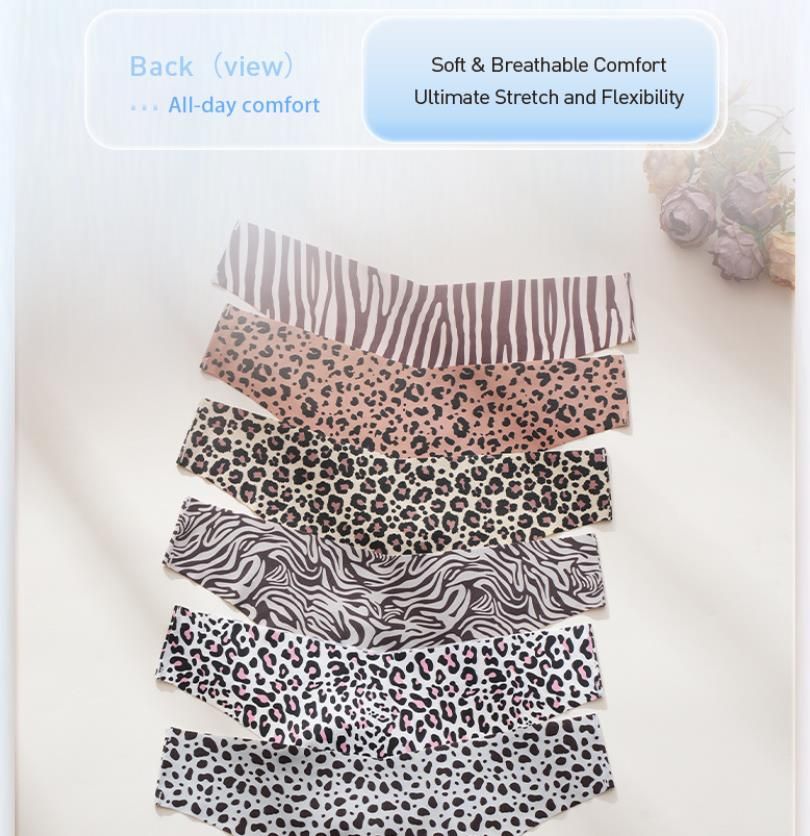 (image for) Women Leopard Zebra Animal Print Low Rise Bikini Brief Panties Anti-Exposure Breathable Nylon Beach Swimwear Bottoms