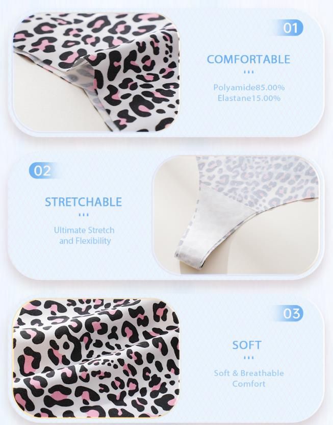 (image for) Women Leopard Zebra Animal Print Low Rise Bikini Brief Panties Anti-Exposure Breathable Nylon Beach Swimwear Bottoms