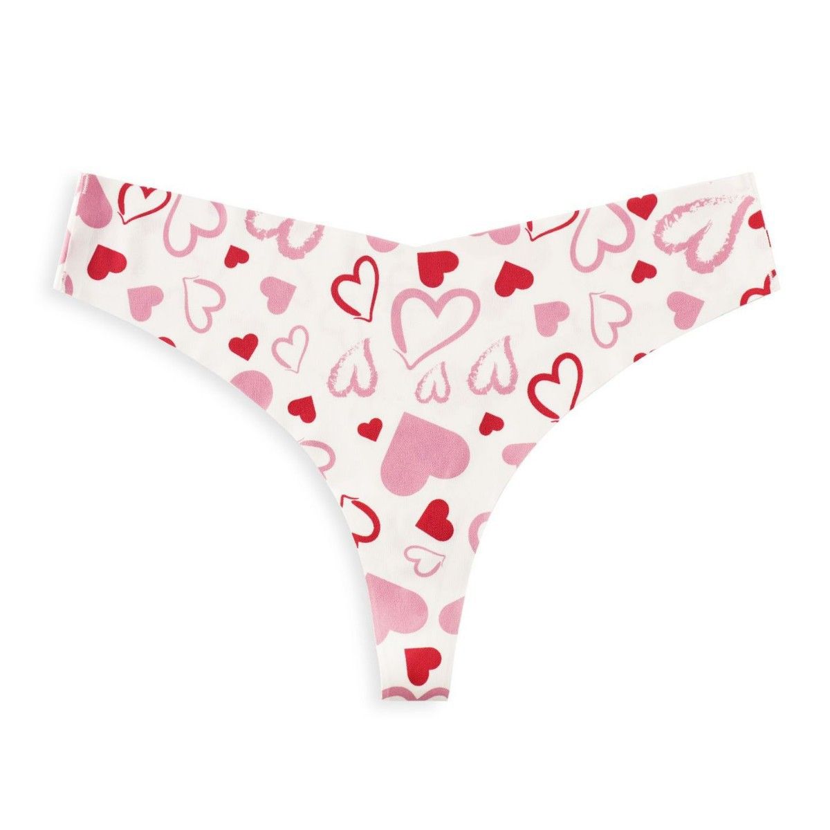 (image for) Women Digital Heart Floral Print Low Rise Seamless Brief Panties Breathable Stretchy Nylon Yoga No-Show Everyday Intimates