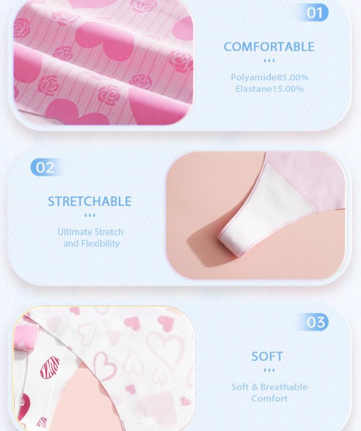 (image for) Women Digital Heart Floral Print Low Rise Seamless Brief Panties Breathable Stretchy Nylon Yoga No-Show Everyday Intimates