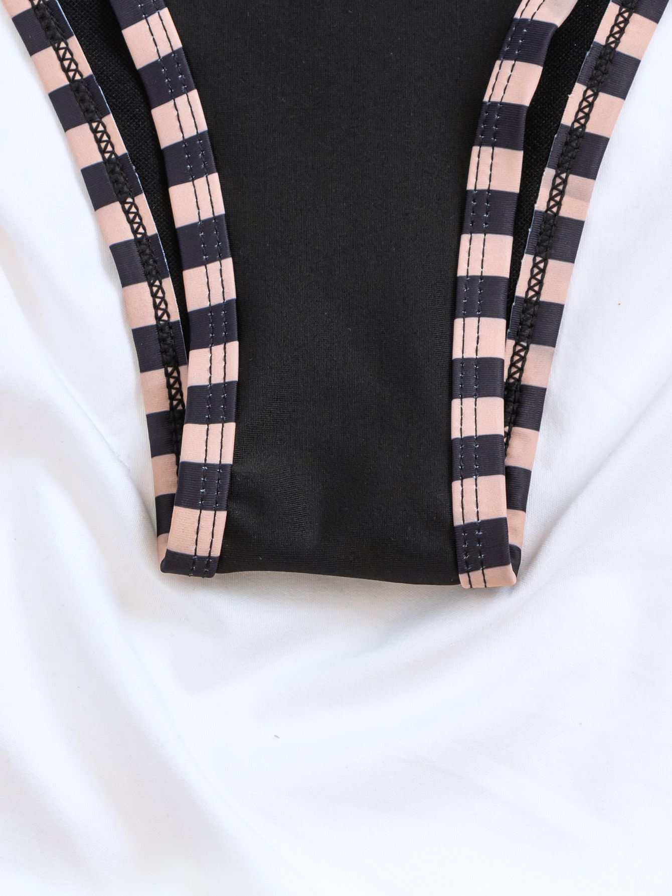 (image for) Women Striped Trim Triangle Bikini Set Two Piece Swimsuit