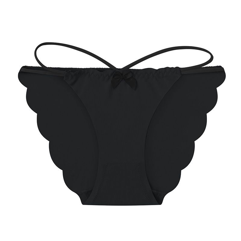 (image for) Women's Mid-Rise Thin Strap Bow Detail Ice Silk Triangle Briefs 100% Cotton Crotch Seamless Butt Lifting Breathable Everyday Intimates