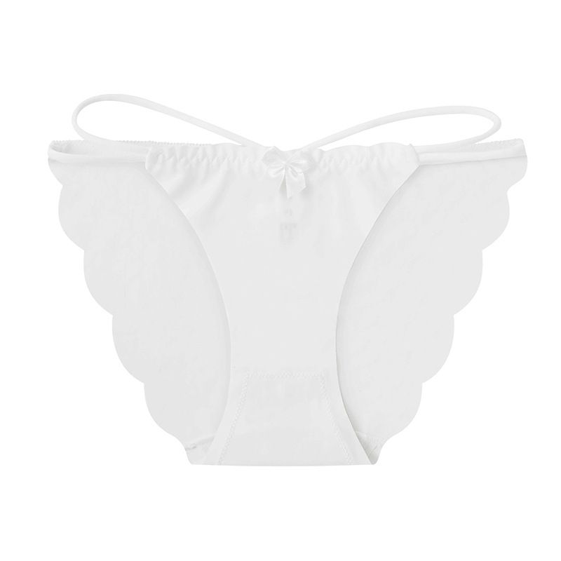 (image for) Women's Mid-Rise Thin Strap Bow Detail Ice Silk Triangle Briefs 100% Cotton Crotch Seamless Butt Lifting Breathable Everyday Intimates