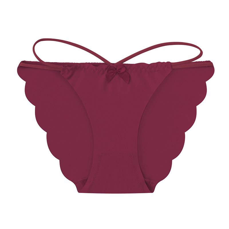 (image for) Women's Mid-Rise Thin Strap Bow Detail Ice Silk Triangle Briefs 100% Cotton Crotch Seamless Butt Lifting Breathable Everyday Intimates