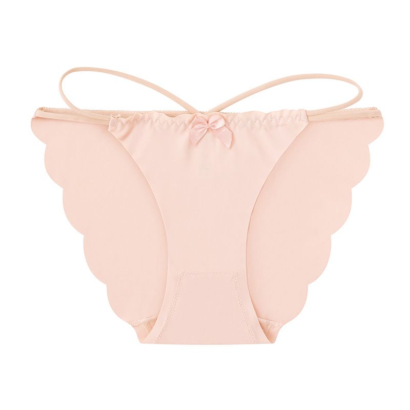 (image for) Women's Mid-Rise Thin Strap Bow Detail Ice Silk Triangle Briefs 100% Cotton Crotch Seamless Butt Lifting Breathable Everyday Intimates