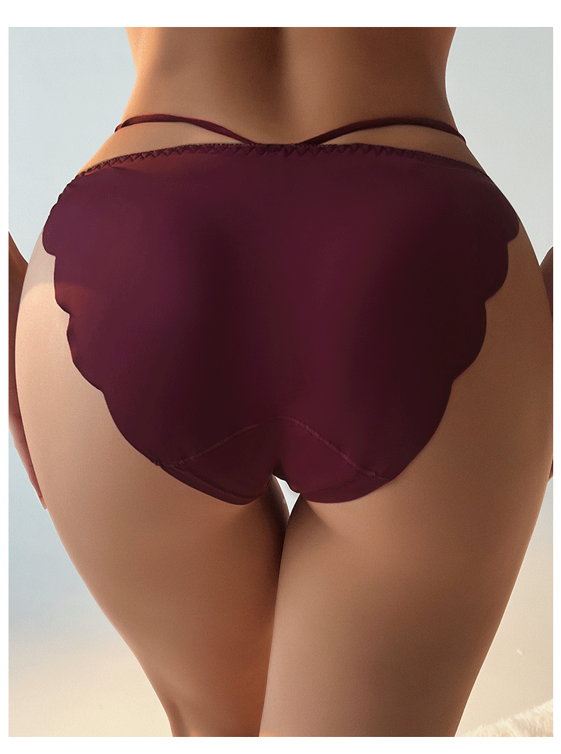 (image for) Women's Mid-Rise Thin Strap Bow Detail Ice Silk Triangle Briefs 100% Cotton Crotch Seamless Butt Lifting Breathable Everyday Intimates